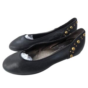 Attilio Giusti Leombruni AGL Leather Ballet Flat Shoes 36.5 6.5 Black Gold